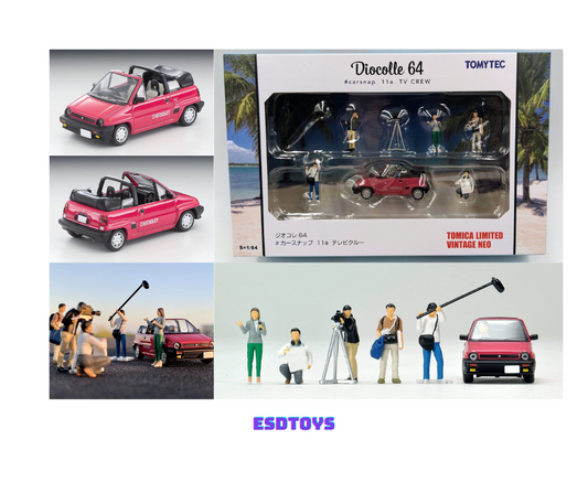 Tomytec Diocolle TV Show Crew Honda City Cabriolet Set 1:64 Modelo de coche fundido a presión