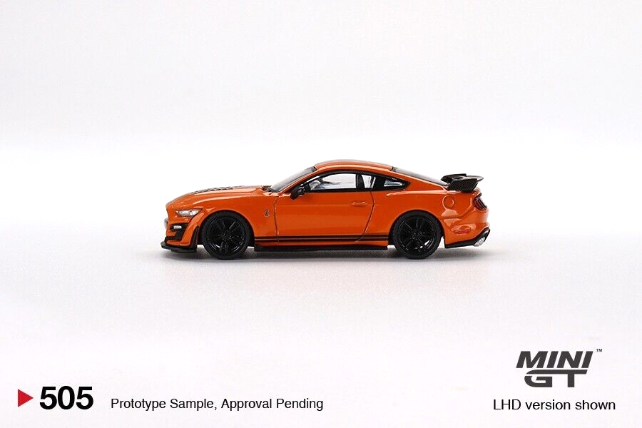 Mini GT Ford Mustang Shelby GT500 Twister Naranja 1:64 Modelo de coche a escala de metal fundido a presión