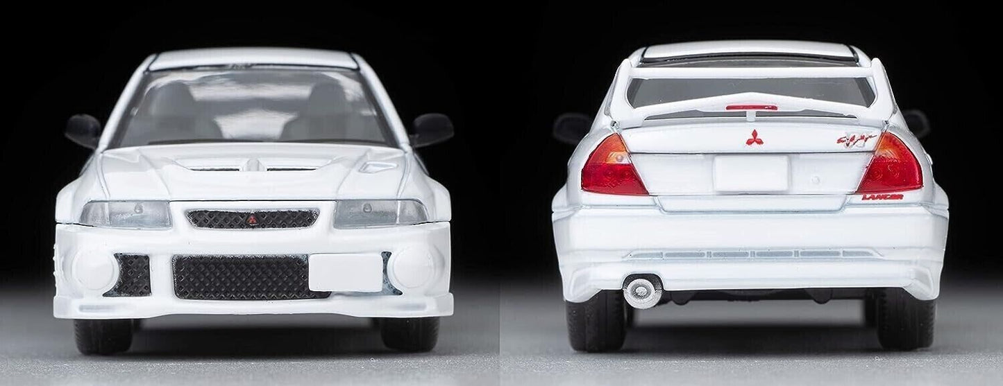 Tomytec Vintage Mitsubishi Lancer Evolution VI RS JDM Modelo de Coche de Metal Blanco 1/64