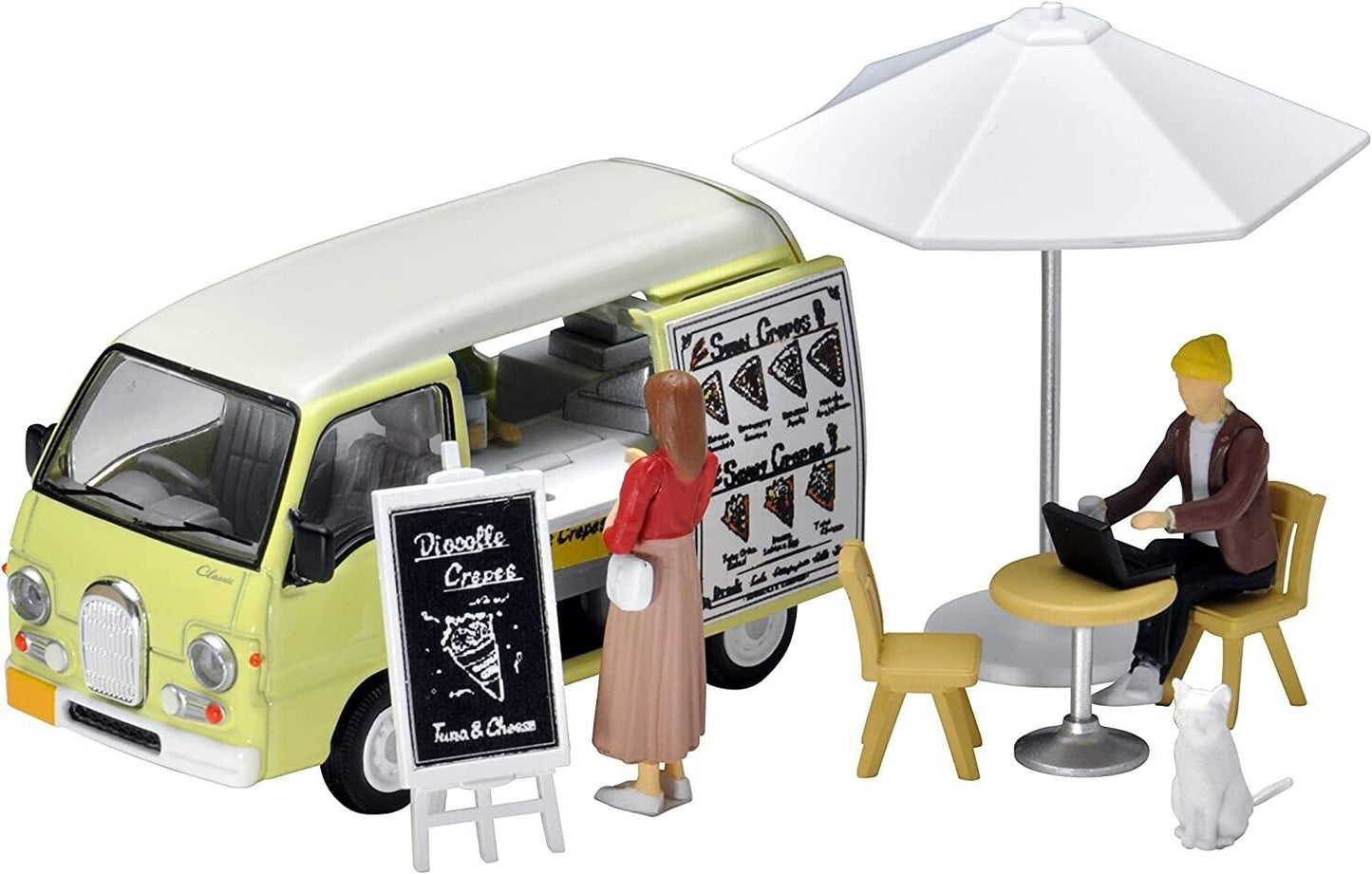 Tomytec Diorama Subaru Samber Food Van Crepe Shop Set 1:64 juguetes de modelo de coche fundido a presión