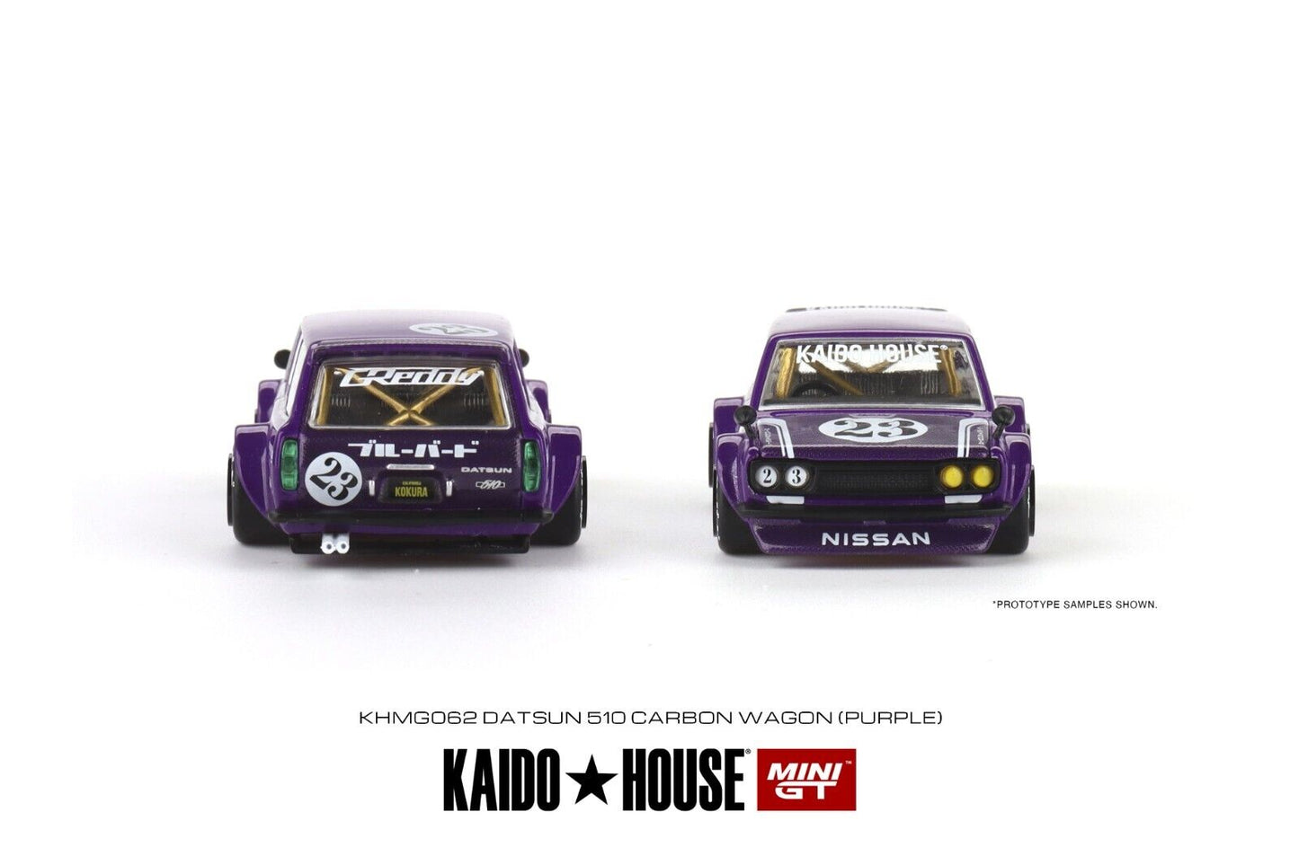 Mini GT Kaido House Datsun 510 Wagon FIBRA DE CARBONO V1 JDM Modelo de coche fundido a presión 1/64