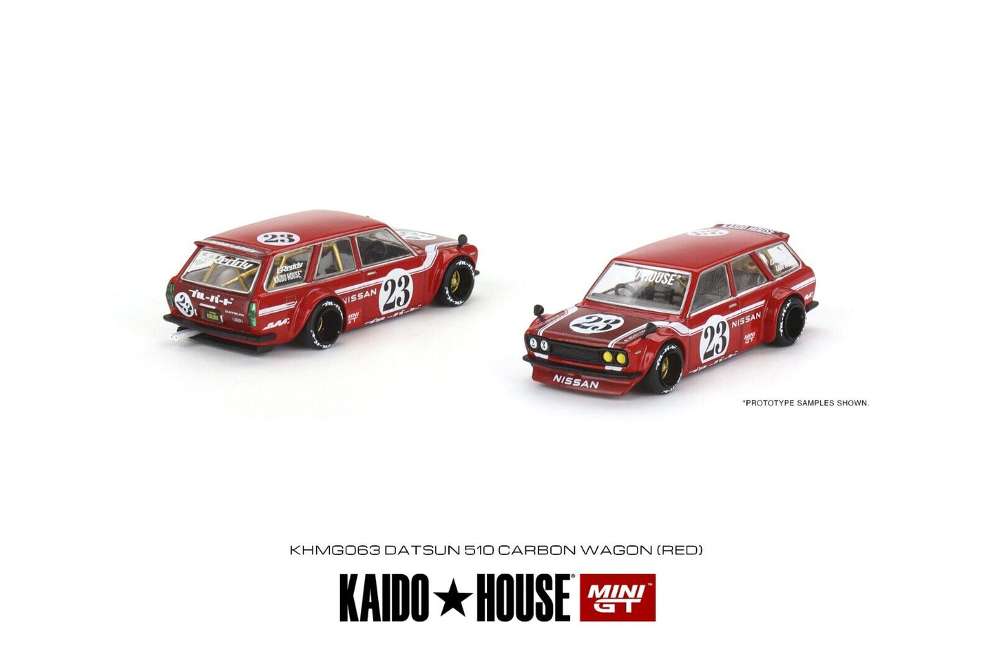 Mini GT Kaido House Datsun KAIDO 510 Wagon FIBRA DE CARBONO V2 1/64 Modelo de coche fundido a presión