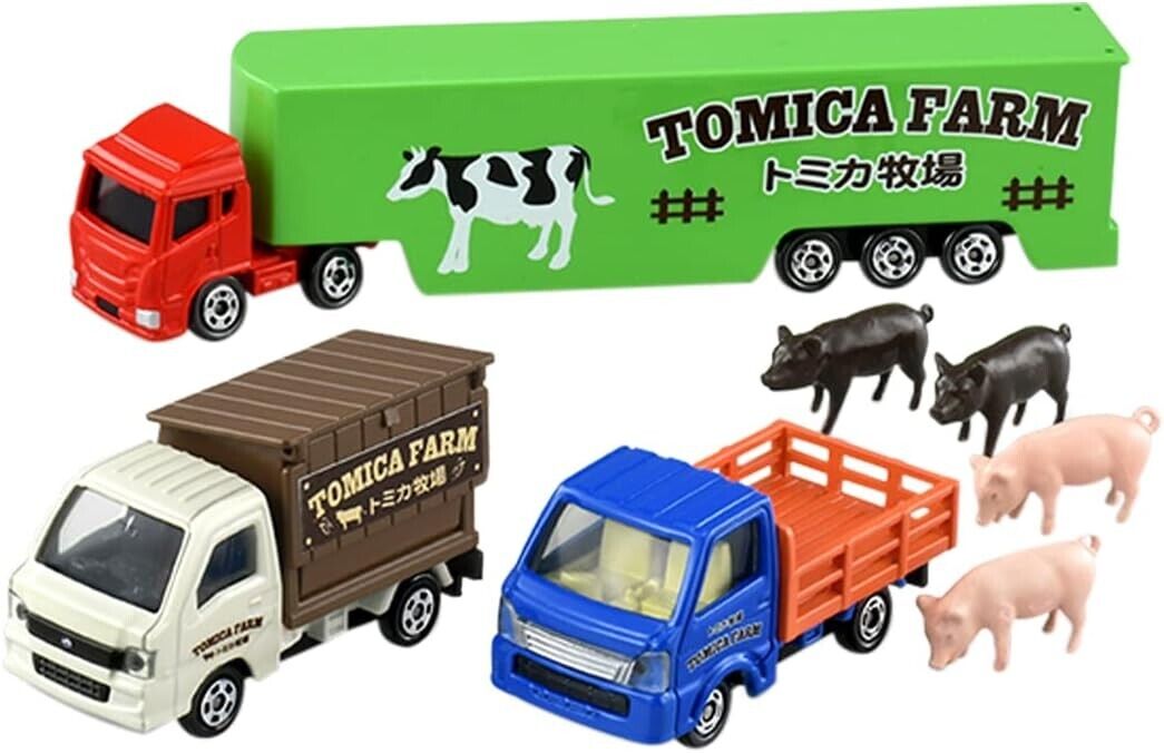 Tomica Farm Semi Trucks figuras de cerdo Set de regalo 1/64 modelo de coche fundido a presión de Metal