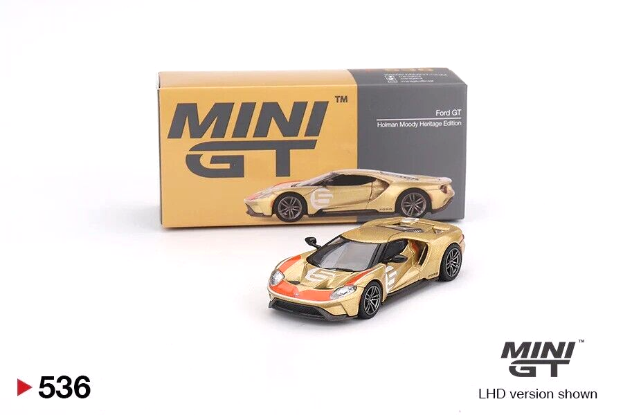 Mini GT Ford GT Holman Moody Heritage Edition, modelo de coche fundido a presión de Metal 1/64