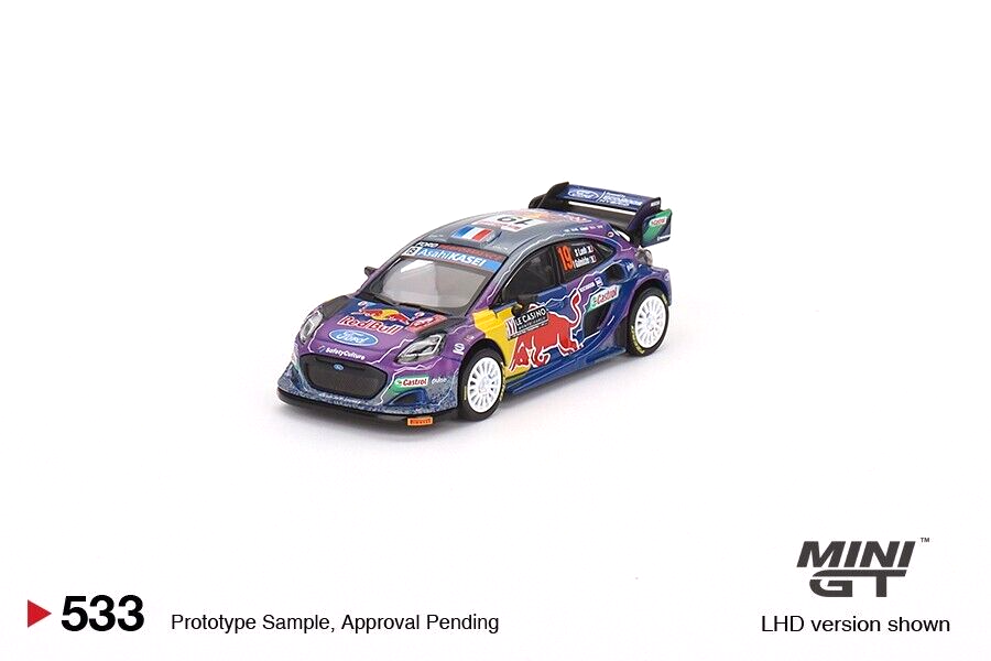 Mini GT Ford Puma Rally1 #19 M-Sport Ford WRT Red Bull Metal 1/64 Die-cast Car