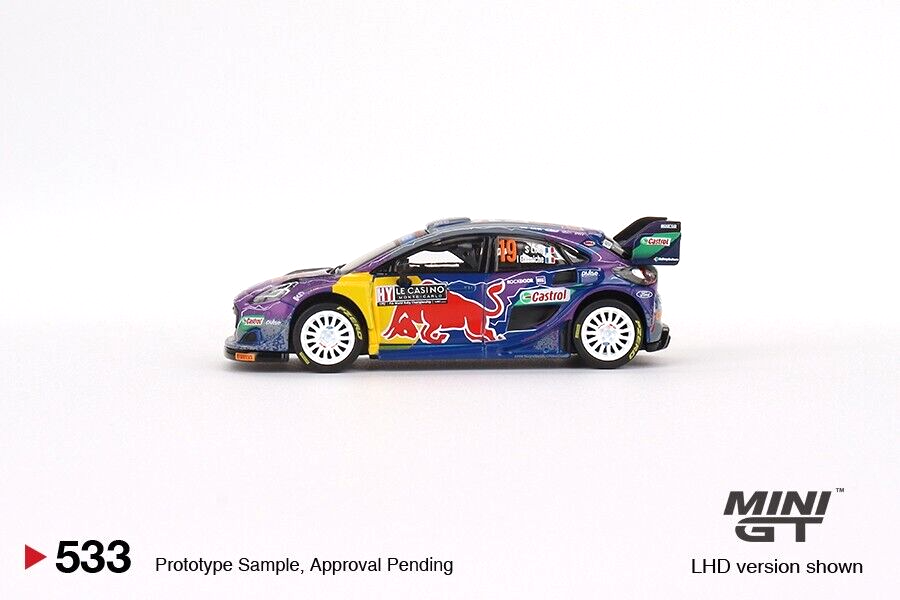 Mini GT Ford Puma Rally1 #19 M-Sport Ford WRT Red Bull Metal 1/64 Die-cast Car