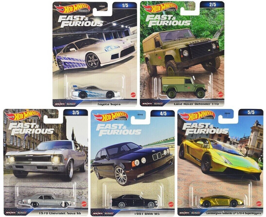 Hot Wheels 2023 Fast &amp; Furious D Estuche Juego de 5 autos