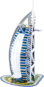 Palabra famoso edificio Burj Al Arab Dubai 3D rompecabezas DIY modelo conjunto 17 PCS