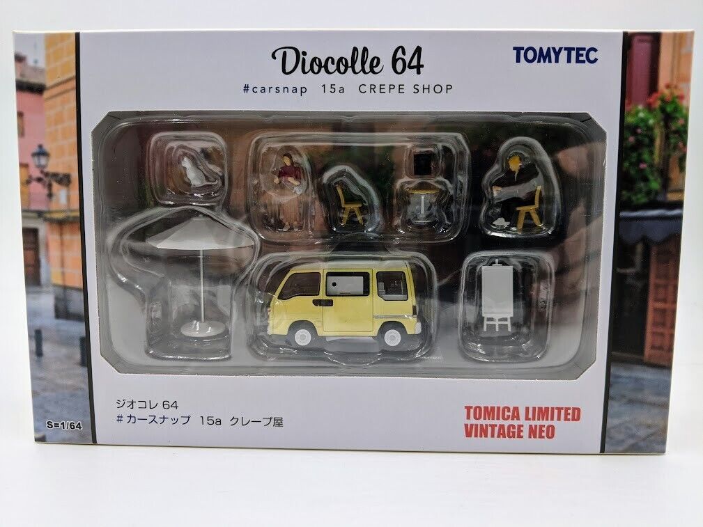 Tomytec Diorama Subaru Samber Food Van Crepe Shop Set 1:64 juguetes de modelo de coche fundido a presión