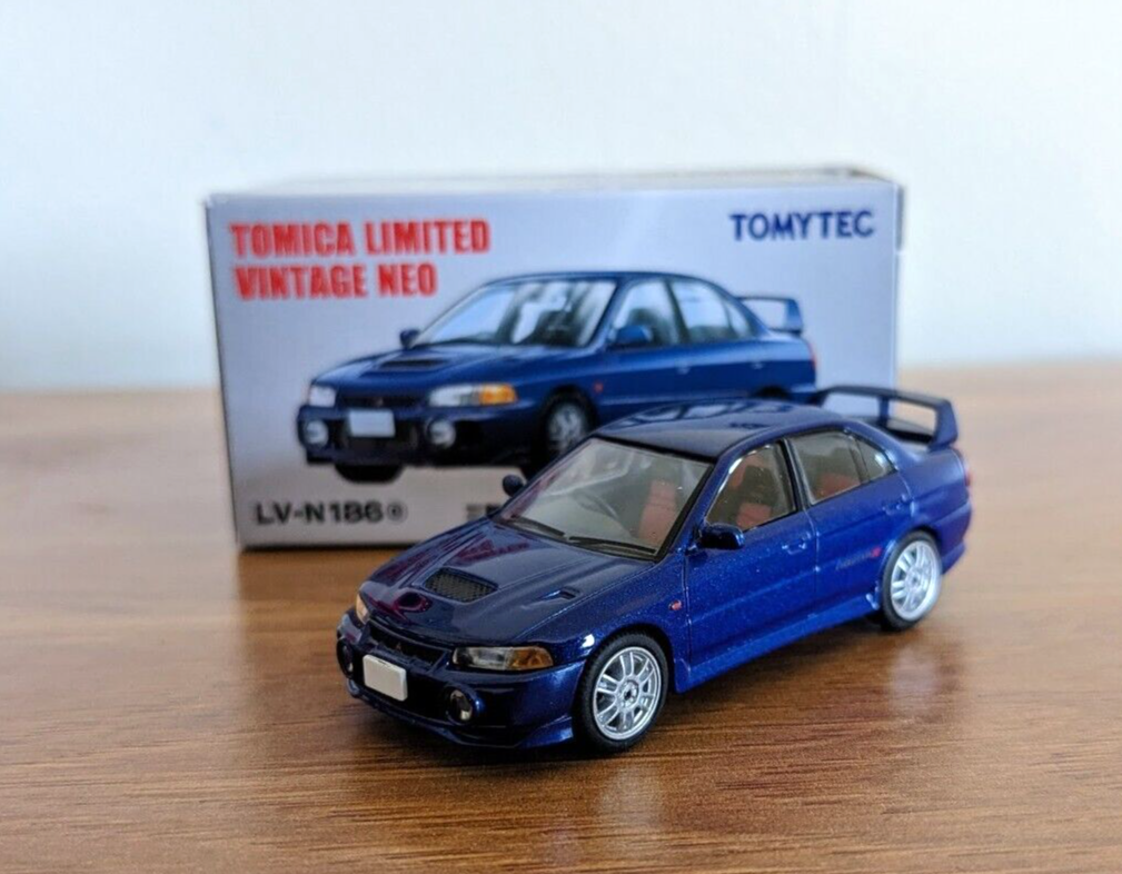 Tomytec Vintage Mitsubishi Lancer Evolution IV GSR JDM Metal Car Model Navy 1/64