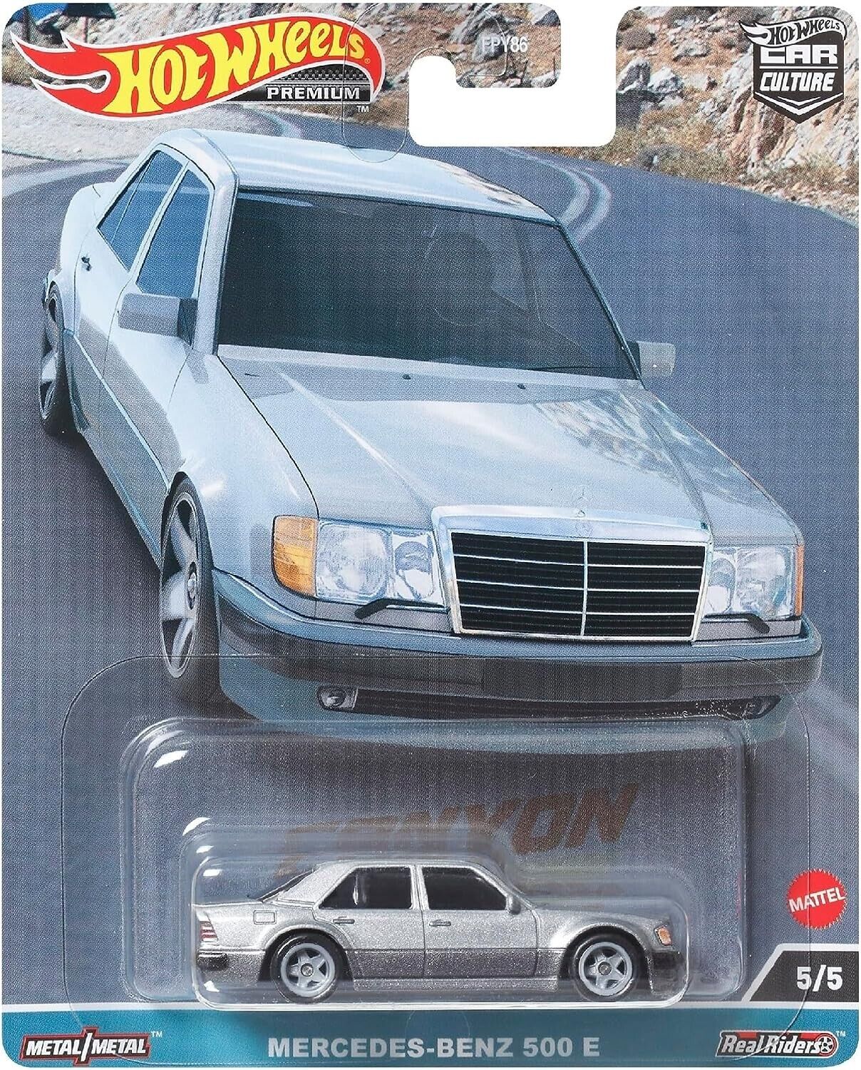 2023 Hot Wheels Car Culture Canyon Warriors Mercedes-Benz 500 E Diecast Car 1/64