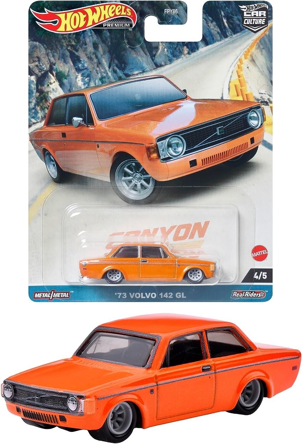 2023 Hot Wheels Car Culture Canyon Warriors '73 Volvo 142 GL Orange Car 1/64