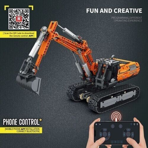 Reobrix Bluetooth RC Control Excavator Model Building Blocks Kit 1106 PCS