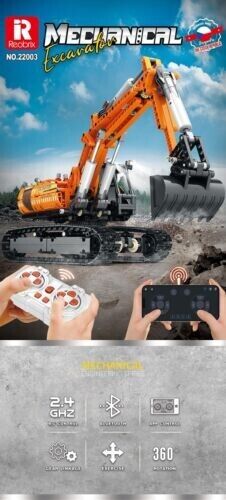 Reobrix Bluetooth RC Control Excavator Model Building Blocks Kit 1106 PCS