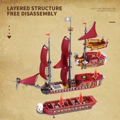 Reobrix Building Toy Caribbean Pirate Ship Building Model Building Blocks Kit 3066PCS