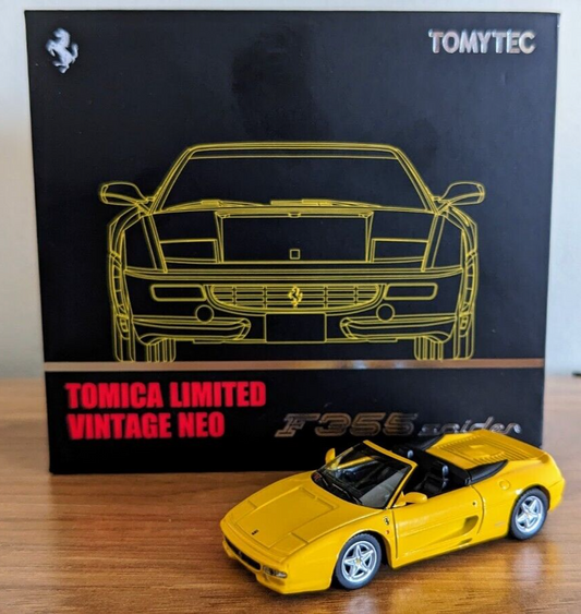 Tomytec Vintage Neo Ferrari F355 Spider Metal Die-cast Car Model 1/64 Yellow
