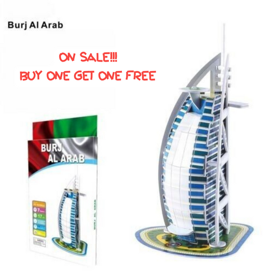 Palabra famoso edificio Burj Al Arab Dubai 3D rompecabezas DIY modelo conjunto 17 PCS