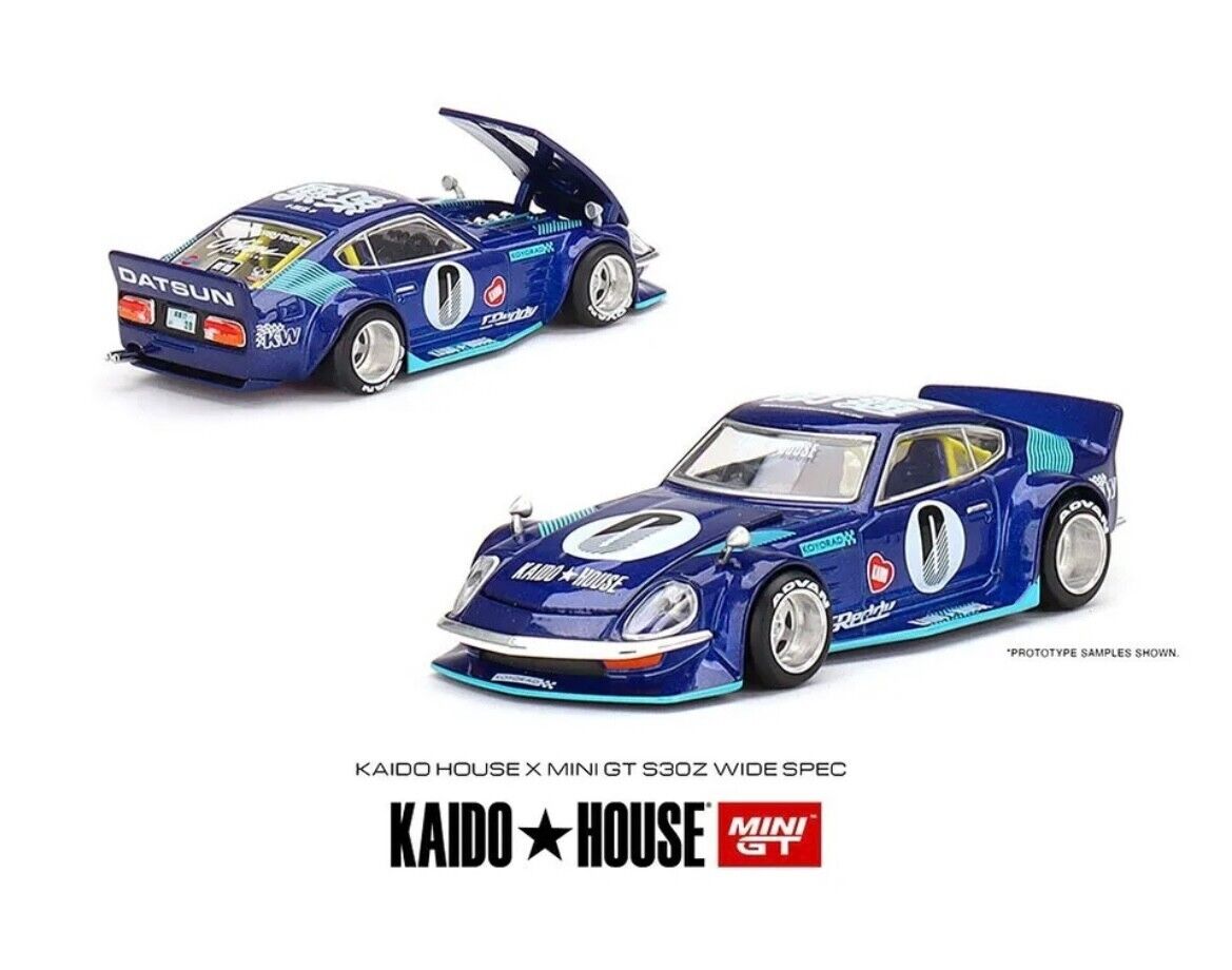 Mini GT KAIDO HOUSE Datsun Fairlady Z azul S30Z 1:64 juguetes de modelo de coche fundido a presión