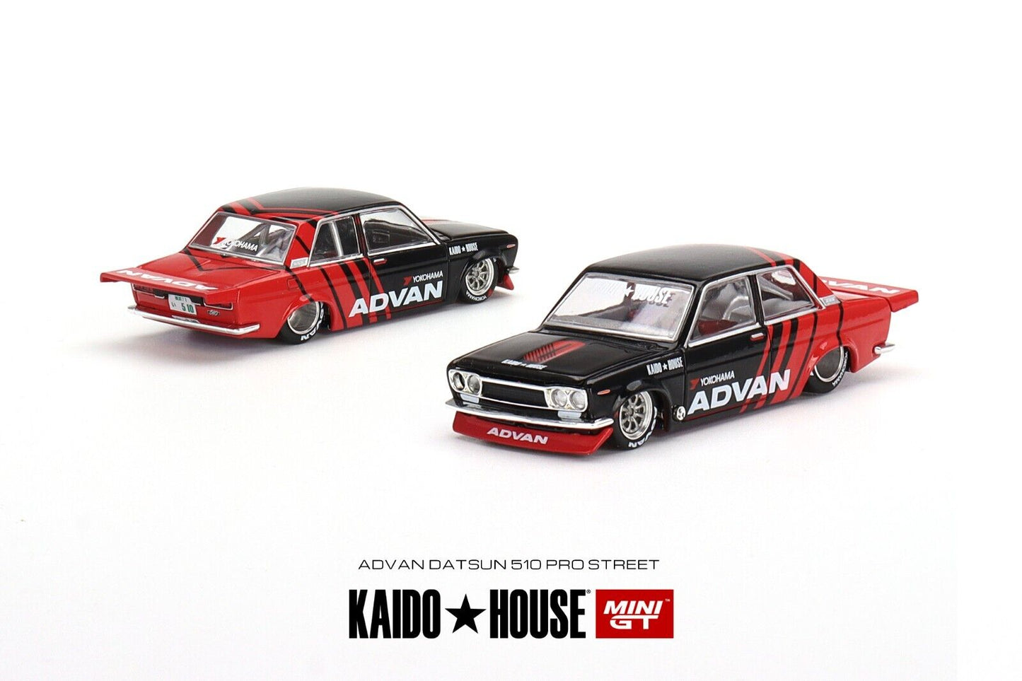 Mini GT KAIDO HOUSE Datsun 510 Pro Street ADVAN 1:64 juguete de modelo de coche fundido a presión