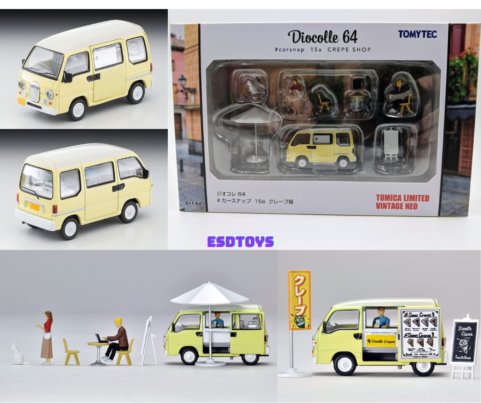 Tomytec Diorama Subaru Samber Food Van Crepe Shop Set 1:64 juguetes de modelo de coche fundido a presión