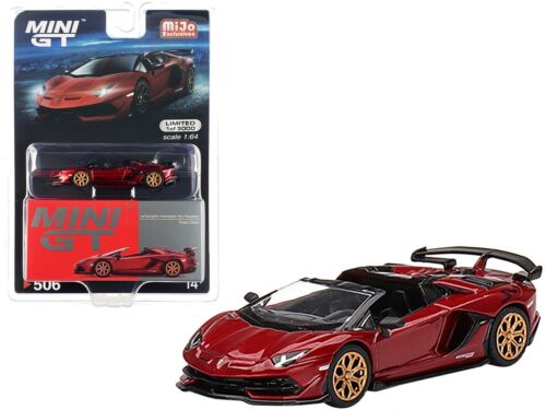 Mini GT Lamborghini Aventador SVJ Roadster Rosso Efesto modelo de coche a escala 1:64 fundido a presión