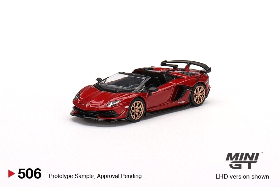 Mini GT Lamborghini Aventador SVJ Roadster Rosso Efesto 1:64 Die-cast Scale Car Model