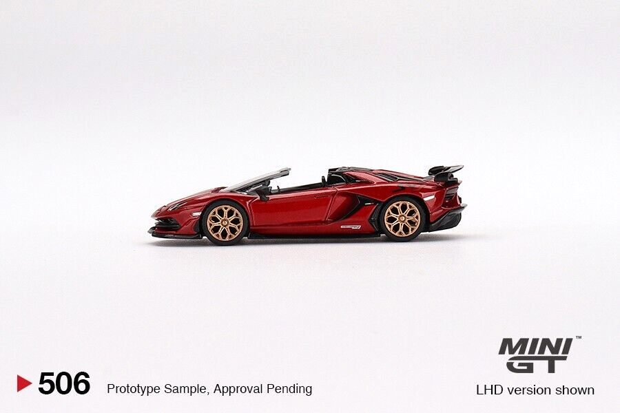 Mini GT Lamborghini Aventador SVJ Roadster Rosso Efesto 1:64 Die-cast Scale Car Model