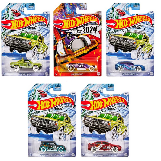 Hot Wheels 2023 Juego de vacaciones navideñas de coches 5 escala 1:64 juguetes de modelo de coche fundido a presión