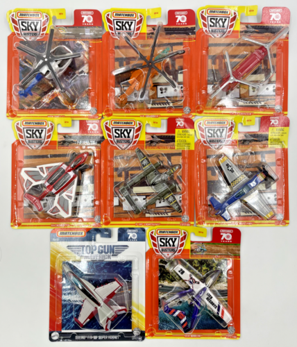 2023 Matchbox 70 Years Sky busters Top Gun Set of 8 Pcs Die-cast Airplane Toys