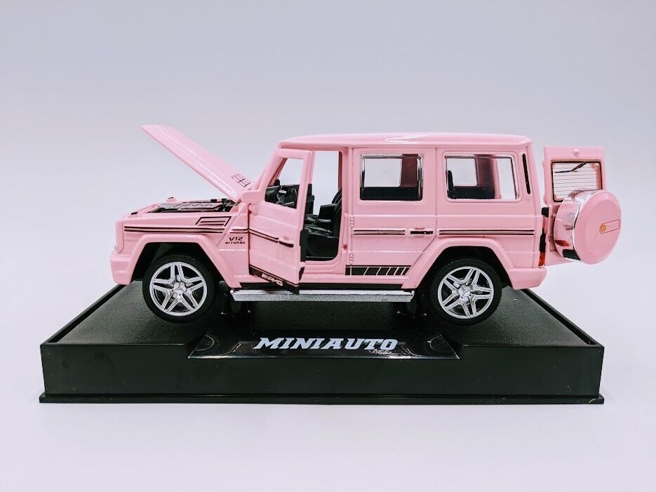 Mercedes-Benz G65 AMG V12 1/32 Coches Diecast Modelos Sonido y Luz Puerta Abierta Rosa miniauto